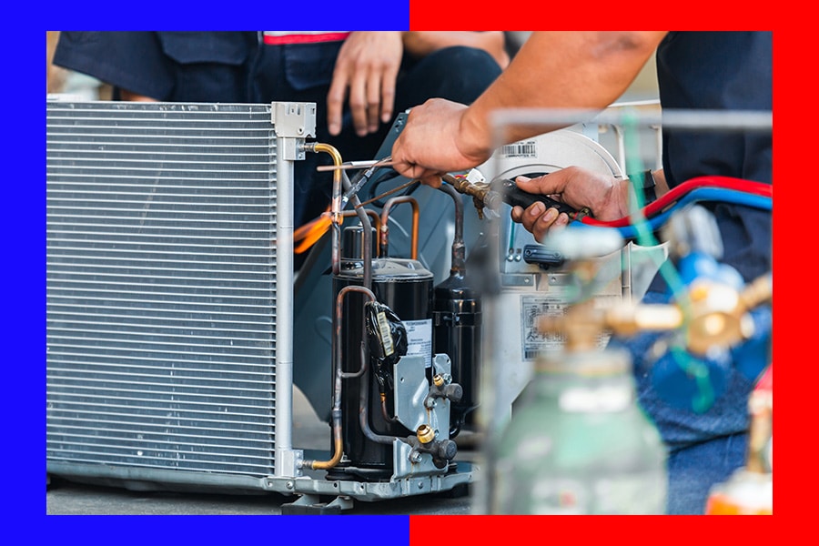 group of contractors repairing hvac unit close up lyman sc